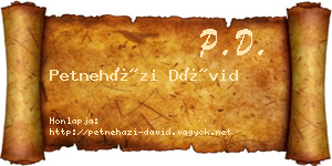 Petneházi Dávid névjegykártya